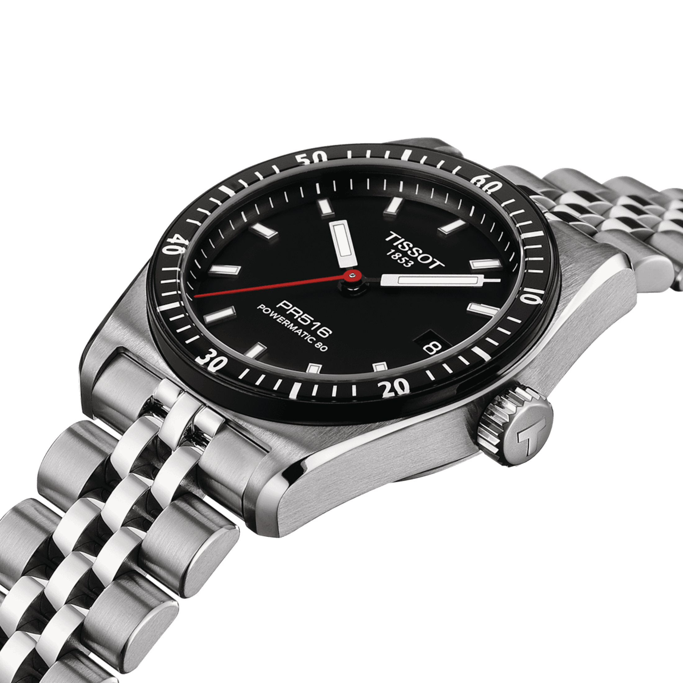 Montre Tissot T-Sport PR 516 Powermatic 80 cadran noir bracelet acier 38 mm T149.407.11.051.00