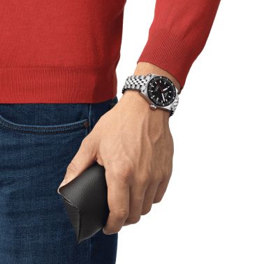 Montre Tissot T-Sport PR 516 Powermatic 80 cadran noir bracelet acier 38 mm T149.407.11.051.00