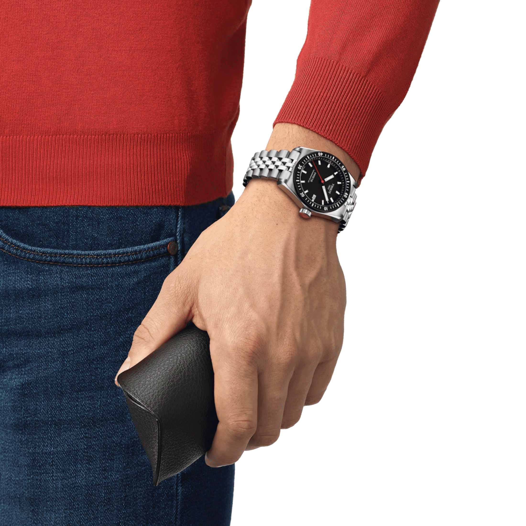 Montre Tissot T-Sport PR 516 Powermatic 80 cadran noir bracelet acier 38 mm T149.407.11.051.00