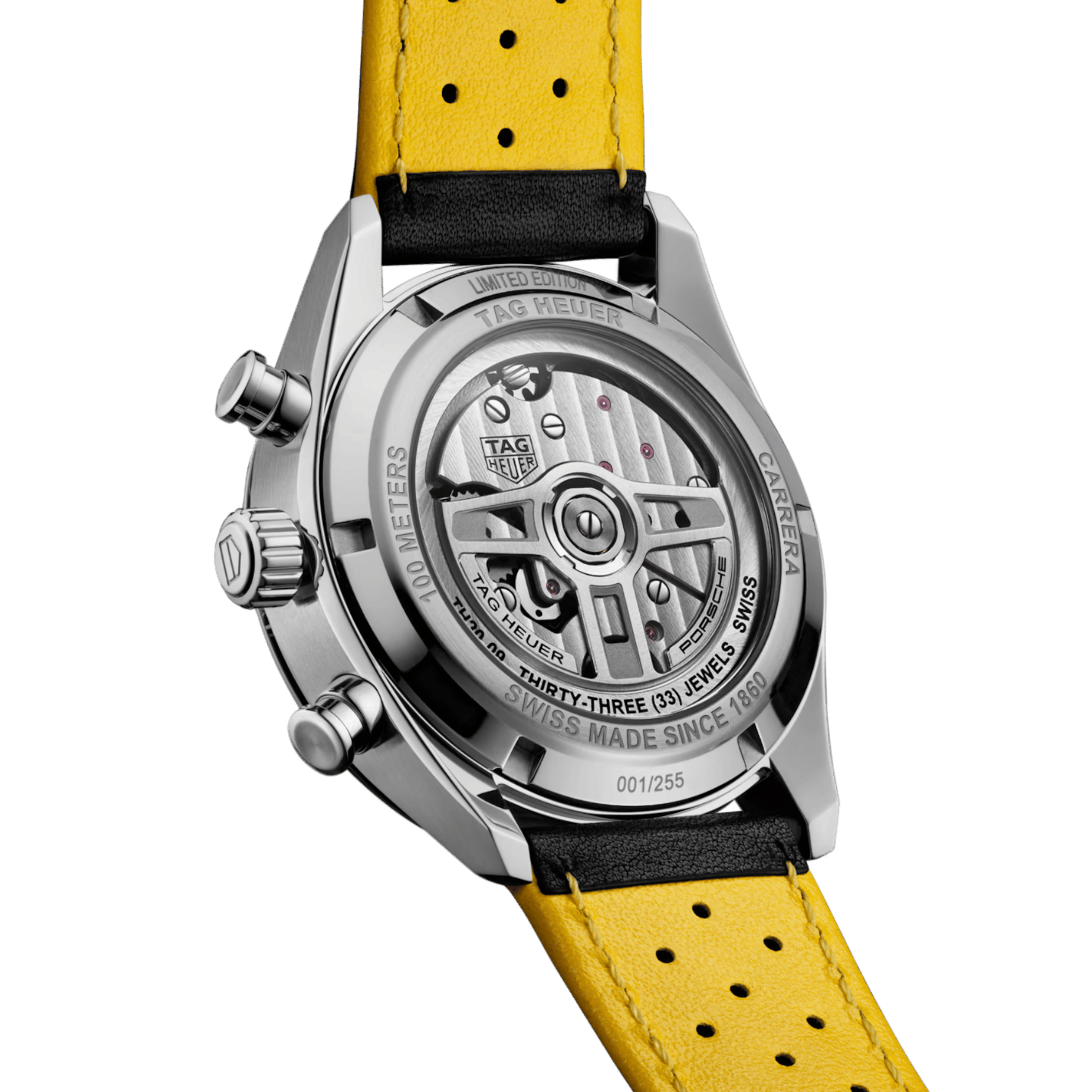 Montre TAG Heuer Carrera Chronographe Tourbillon x Porsche Panamericana automatique cadran argenté bracelet cuir 42 mm