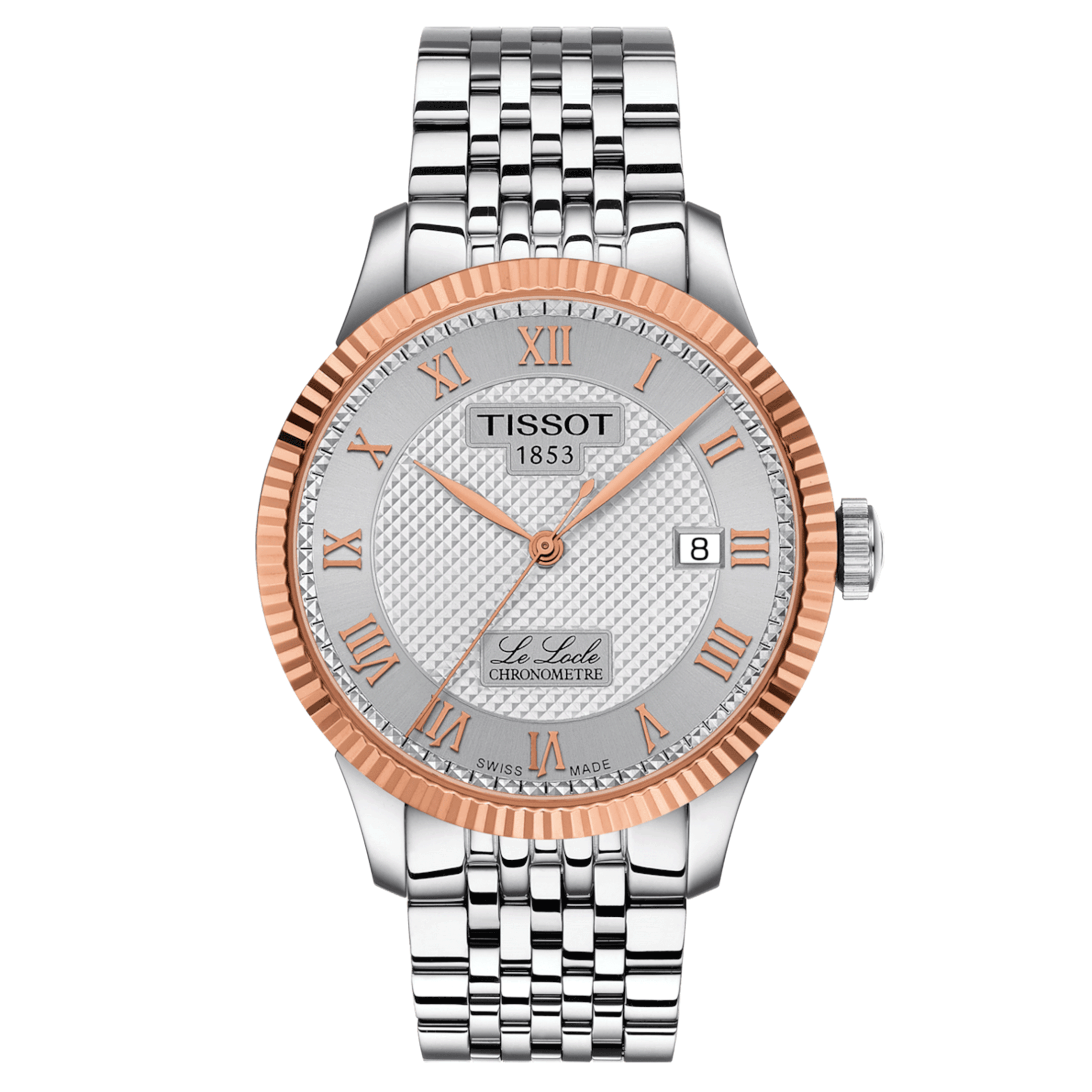 Montre Tissot Le Locle COSC Or Rose automatique cadran argent bracelet acier 39 mm T932.408.41.033.00