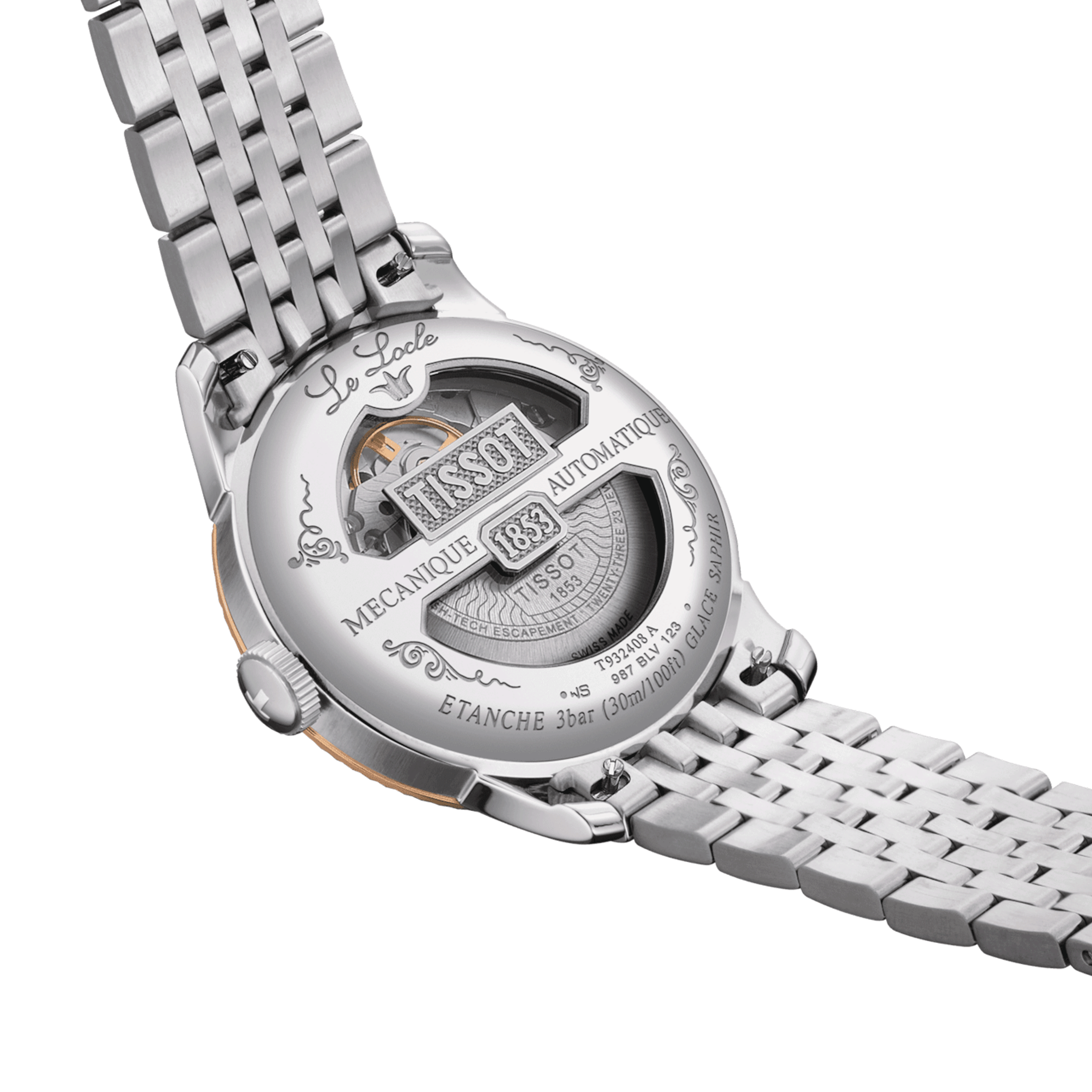 Montre Tissot Le Locle COSC Or Rose automatique cadran argent bracelet acier 39 mm T932.408.41.033.00