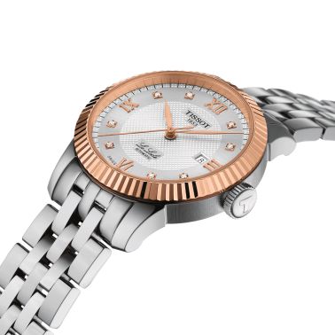 Tissot Le Locle automatic Rose Gold watch diamond hour markers silver dial steel bracelet 29 mm T932.207.41.036.00 Tissot Le Locle automatic Rose Gold watch diamond hour markers silver dial steel bracelet 29 mm T932.207.41.036.00