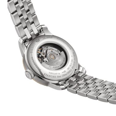 Tissot Le Locle automatic Rose Gold watch diamond hour markers silver dial steel bracelet 29 mm T932.207.41.036.00 Tissot Le Locle automatic Rose Gold watch diamond hour markers silver dial steel bracelet 29 mm T932.207.41.036.00