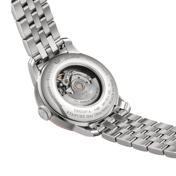 Tissot Le Locle automatic Rose Gold watch diamond hour markers silver dial steel bracelet 29 mm T932.207.41.036.00 Tissot Le Locle automatic Rose Gold watch diamond hour markers silver dial steel bracelet 29 mm T932.207.41.036.00