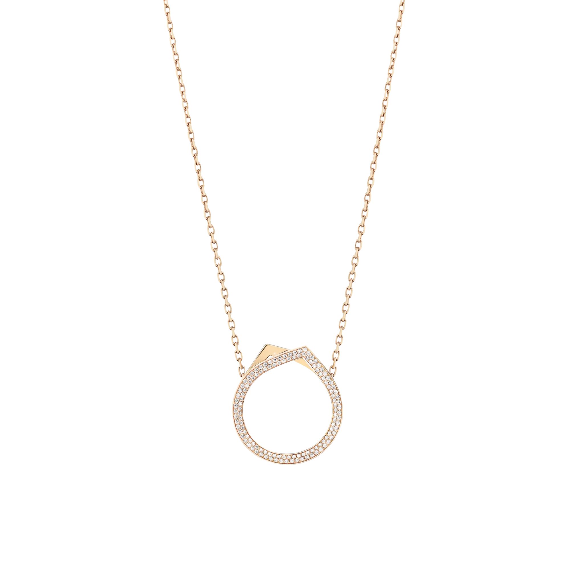 Reposi Antifer Pavé long necklace in rose gold and diamonds