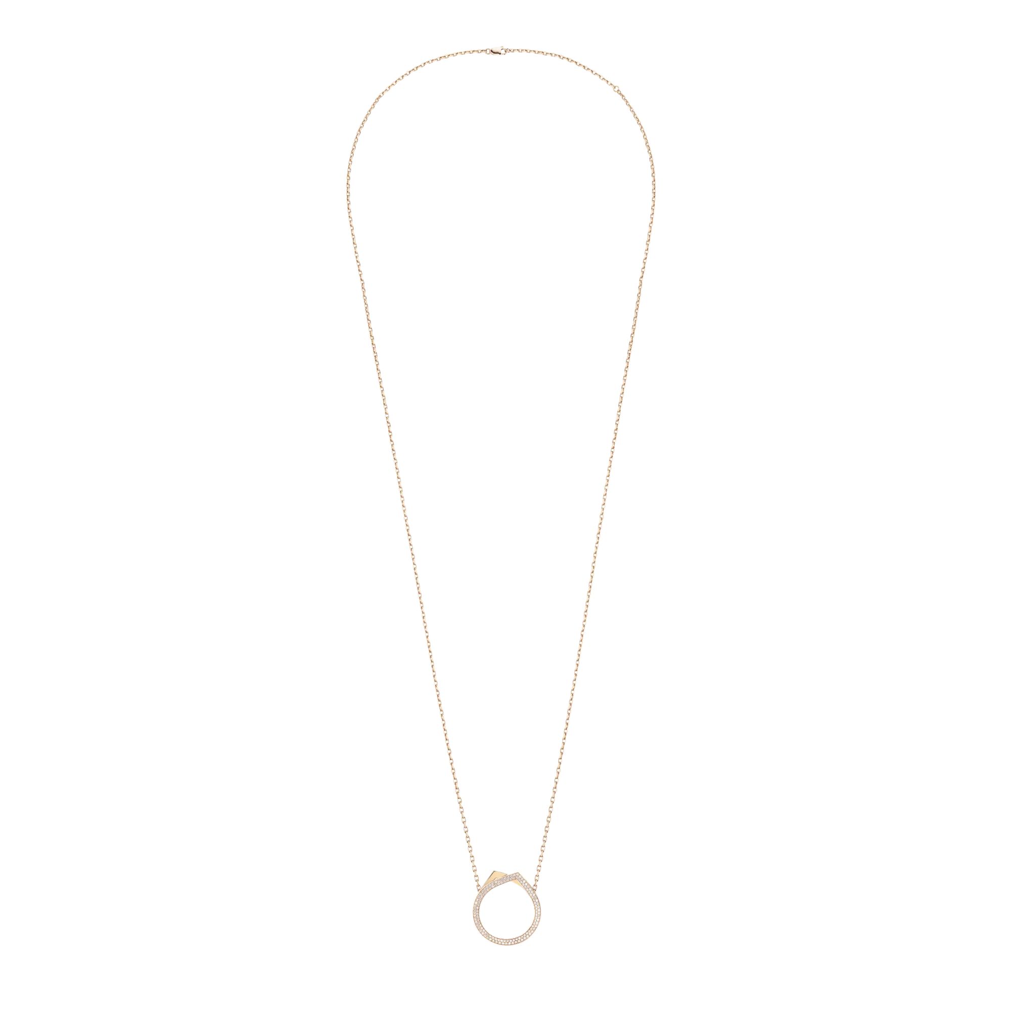 Reposi Antifer Pavé long necklace in rose gold and diamonds