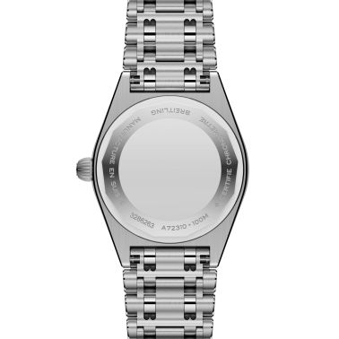 Montre Breitling Chronomat quartz lunette sertie index diamants cadran nacre noire bracelet acier 28 mm A72310531G1A1