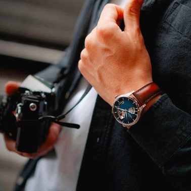 Hamilton Jazzmaster Open Heart Auto watch blue dial brown leather strap 40 mm H32675540