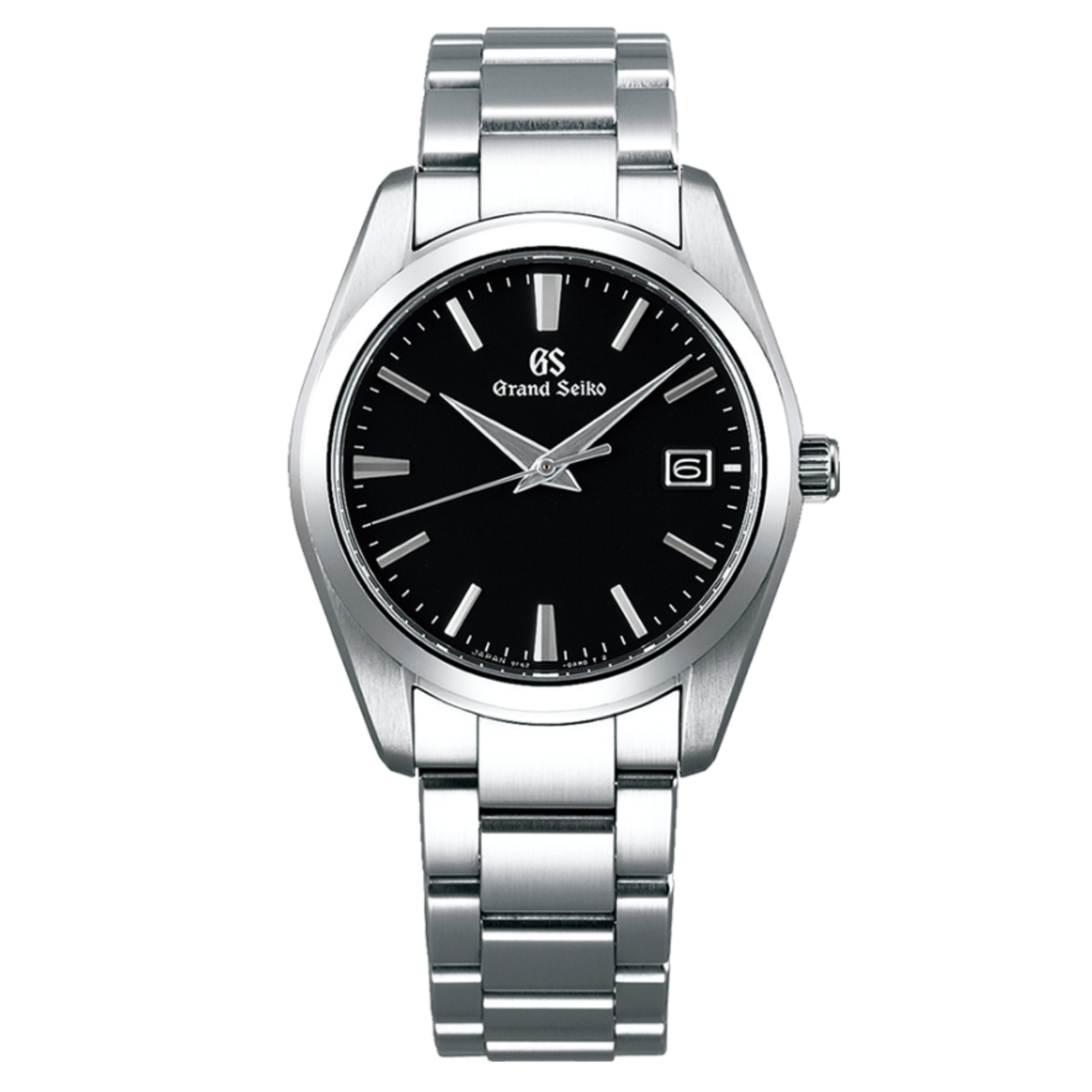 Montre Grand Seiko Heritage quartz cadran noir bracelet acier 37 mm