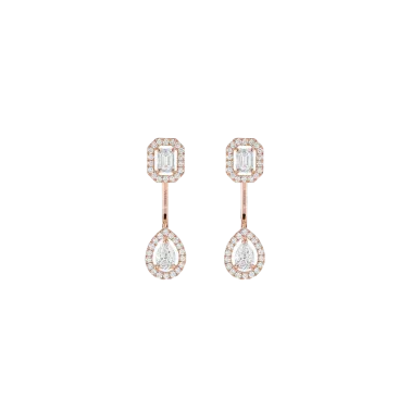 Boucles d'oreilles Messika My Twin Toi & Moi petit modèle en or rose et diamants