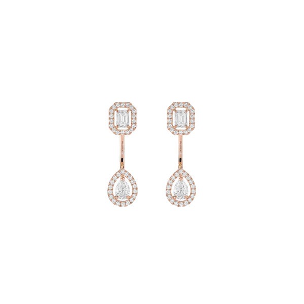 Boucles d'oreilles Messika My Twin Toi & Moi petit modèle en or rose et diamants