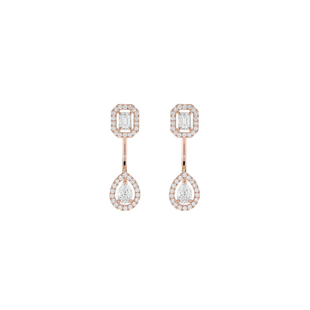 Boucles d'oreilles Messika My Twin Toi & Moi petit modèle en or rose et diamants