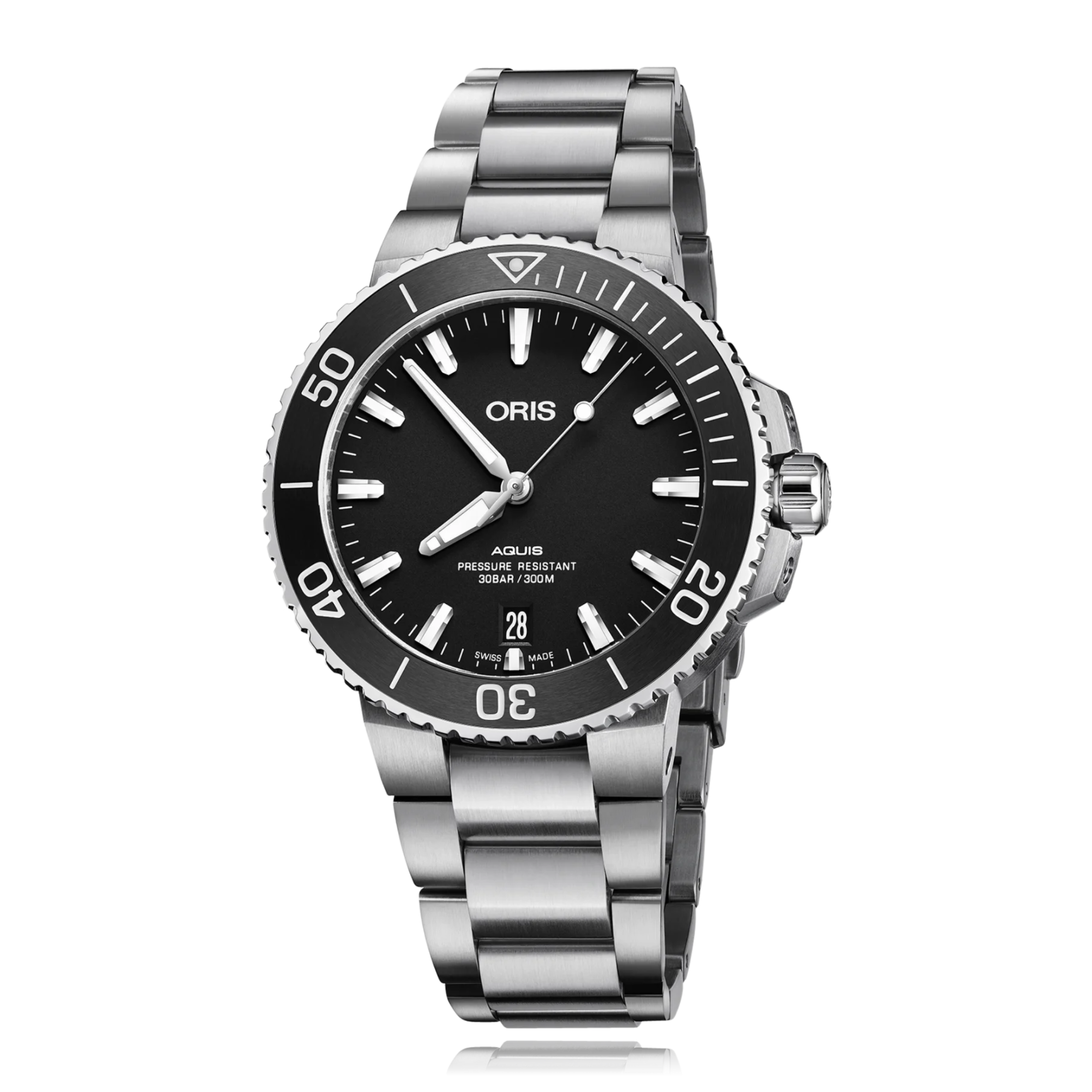 Oris Aquis Date automatic green dial stainless steel bracelet 39,5 mm