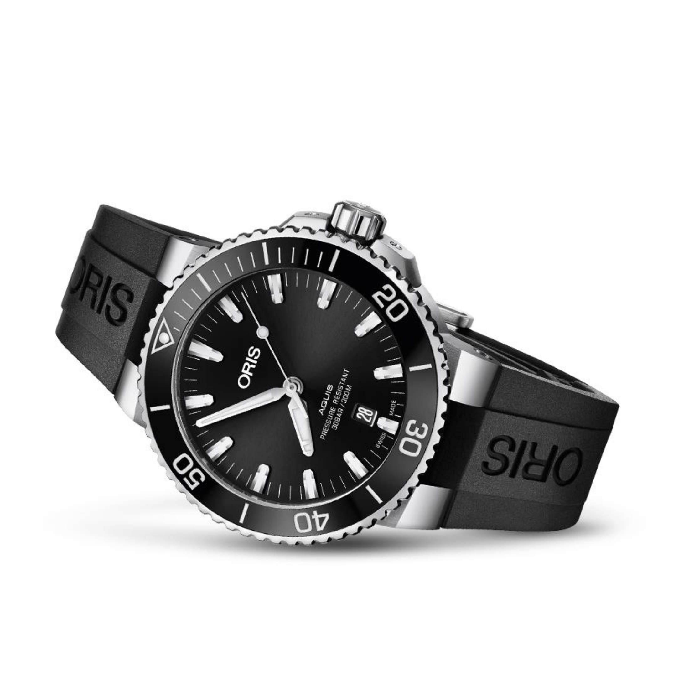 Oris Aquis Date automatic black dial black rubber strap 43.5 mm