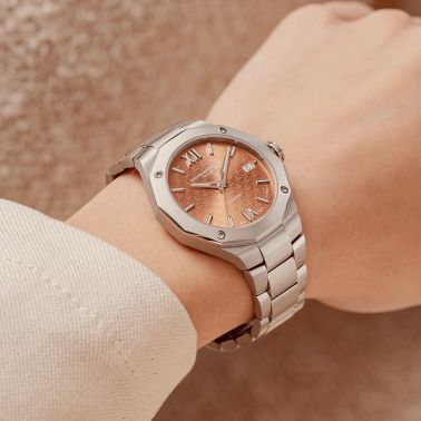 Baume et Mercier Riviera automatic watch terracotta dial steel bracelet 36 mm 10764