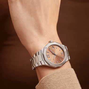 Montre Baume et Mercier Riviera automatique cadran terracotta bracelet acier 36 mm 10764
