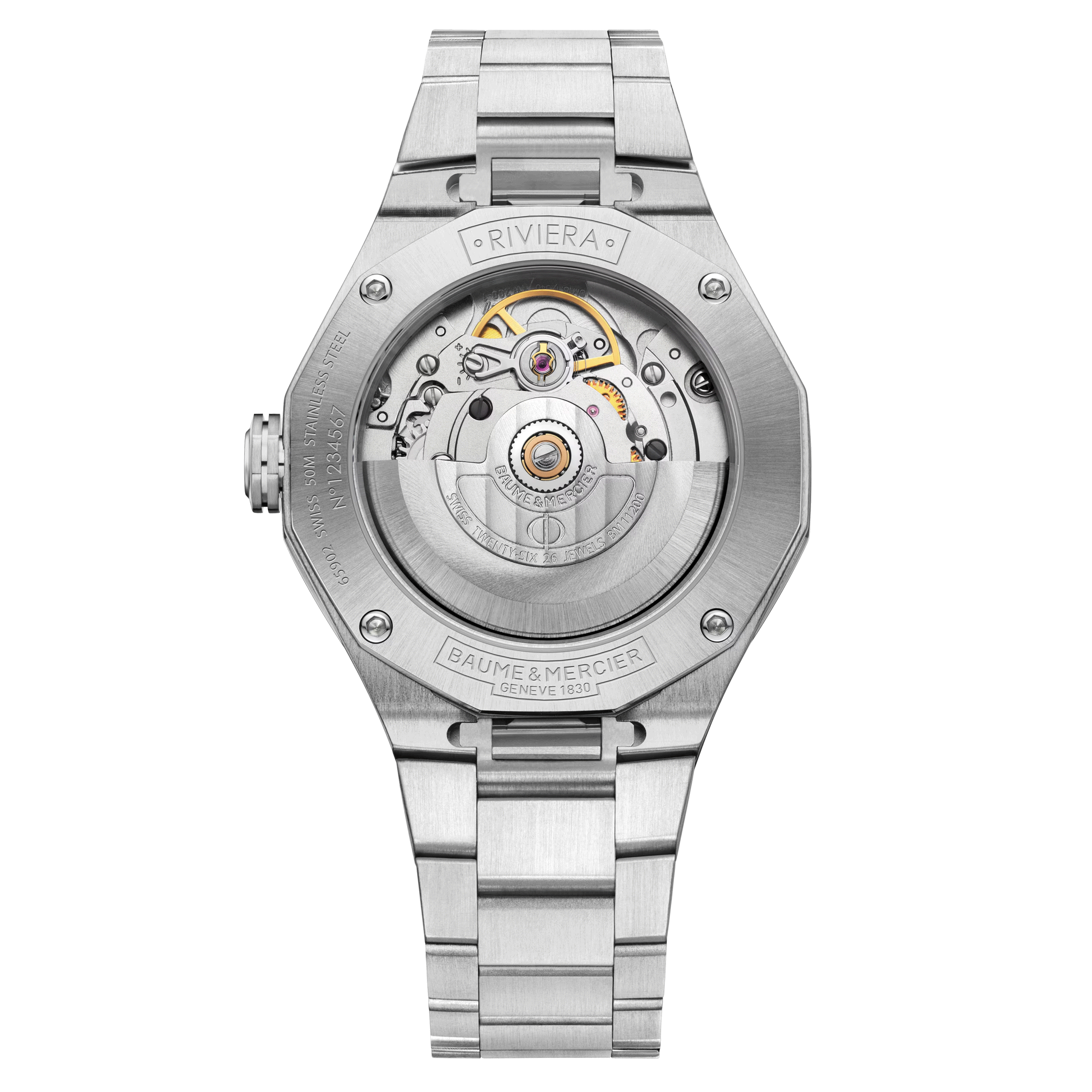 Montre Baume et Mercier Riviera automatique cadran terracotta bracelet acier 36 mm 10764