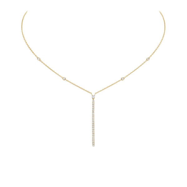 Collier Messika Gatsby Barrette verticale en or jaune et diamants