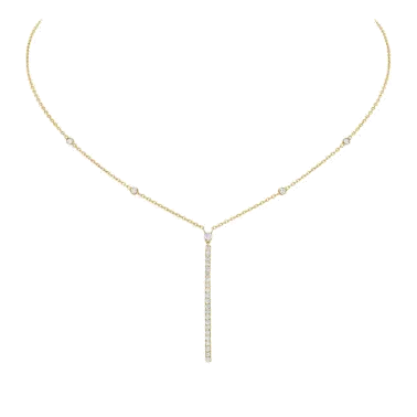 Collier Messika Gatsby Barrette verticale en or jaune et diamants