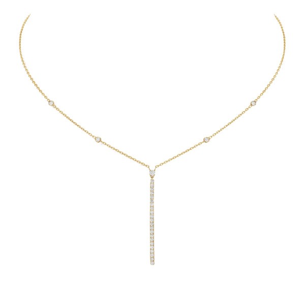 Collier Messika Gatsby Barrette verticale en or jaune et diamants