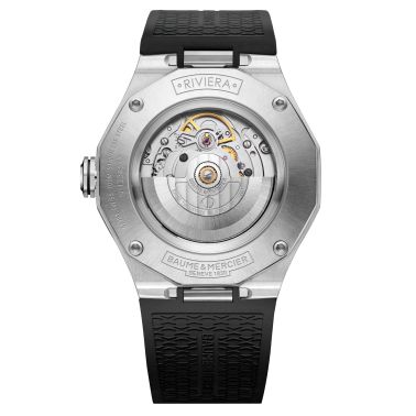 Baume et Mercier Riviera ADLC black automatic watch green dial black rubber strap 42 mm 10763
