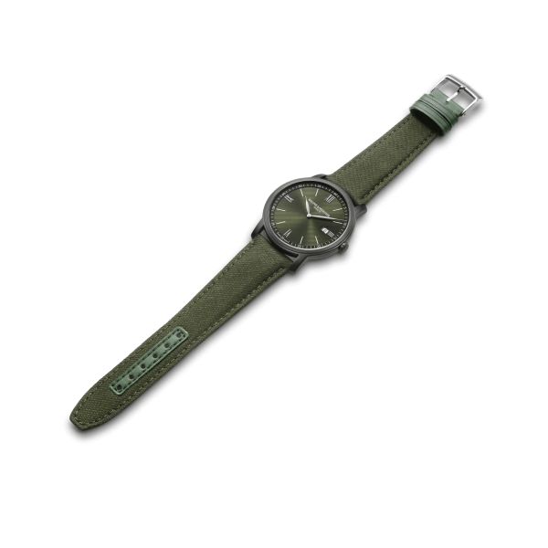 Baume et Mercier Classima quartz watch green dial green fabric strap 42 mm 10766