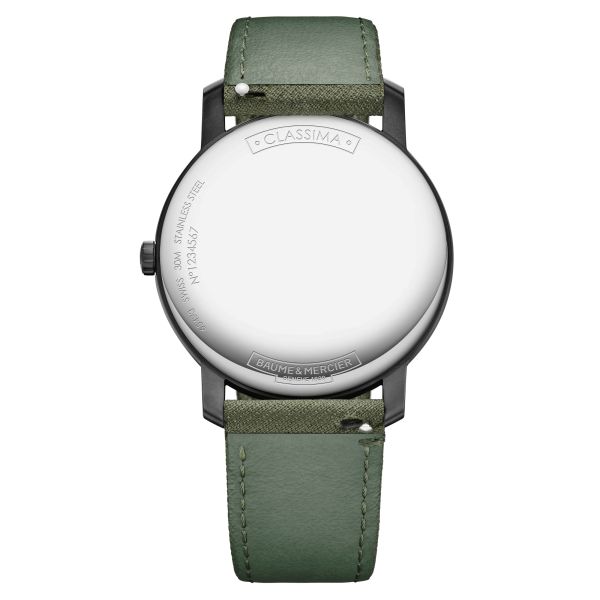 Baume et Mercier Classima quartz watch green dial green fabric strap 42 mm 10766