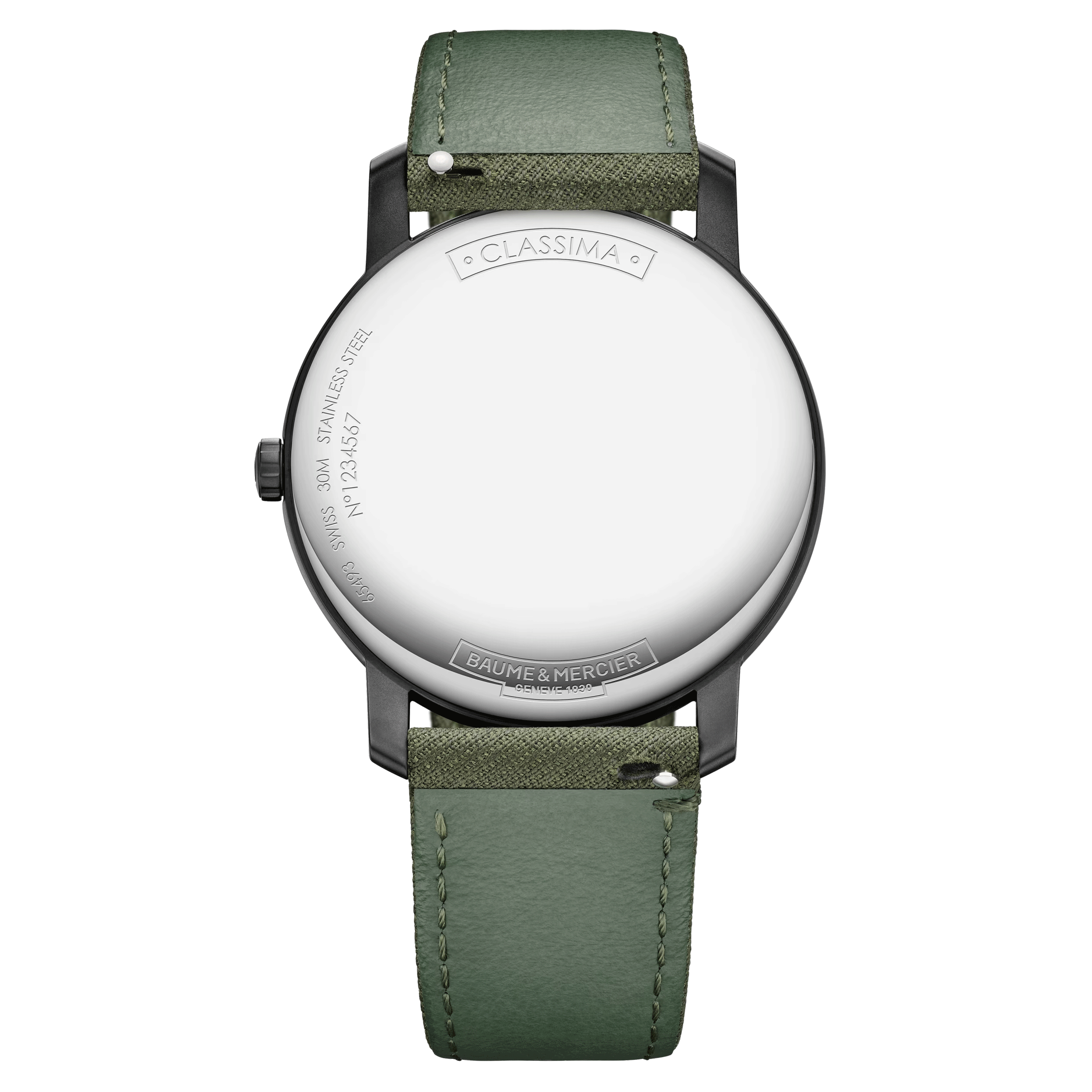 Baume et Mercier Classima quartz watch green dial green fabric strap 42 mm 10766