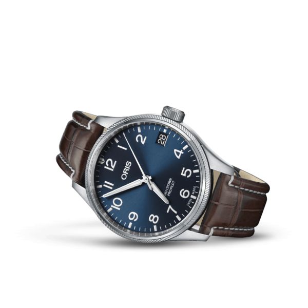 Montre Oris Aviation Big Crown Propilot Big Date automatique cadran bleu bracelet cuir 41 mm