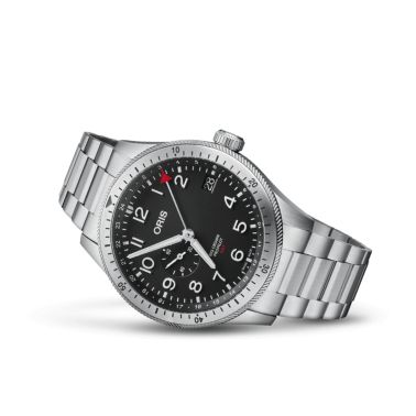 Oris Aviation Big Crown Propilot Timer GMT watch automatic black dial steel bracelet 44 mm