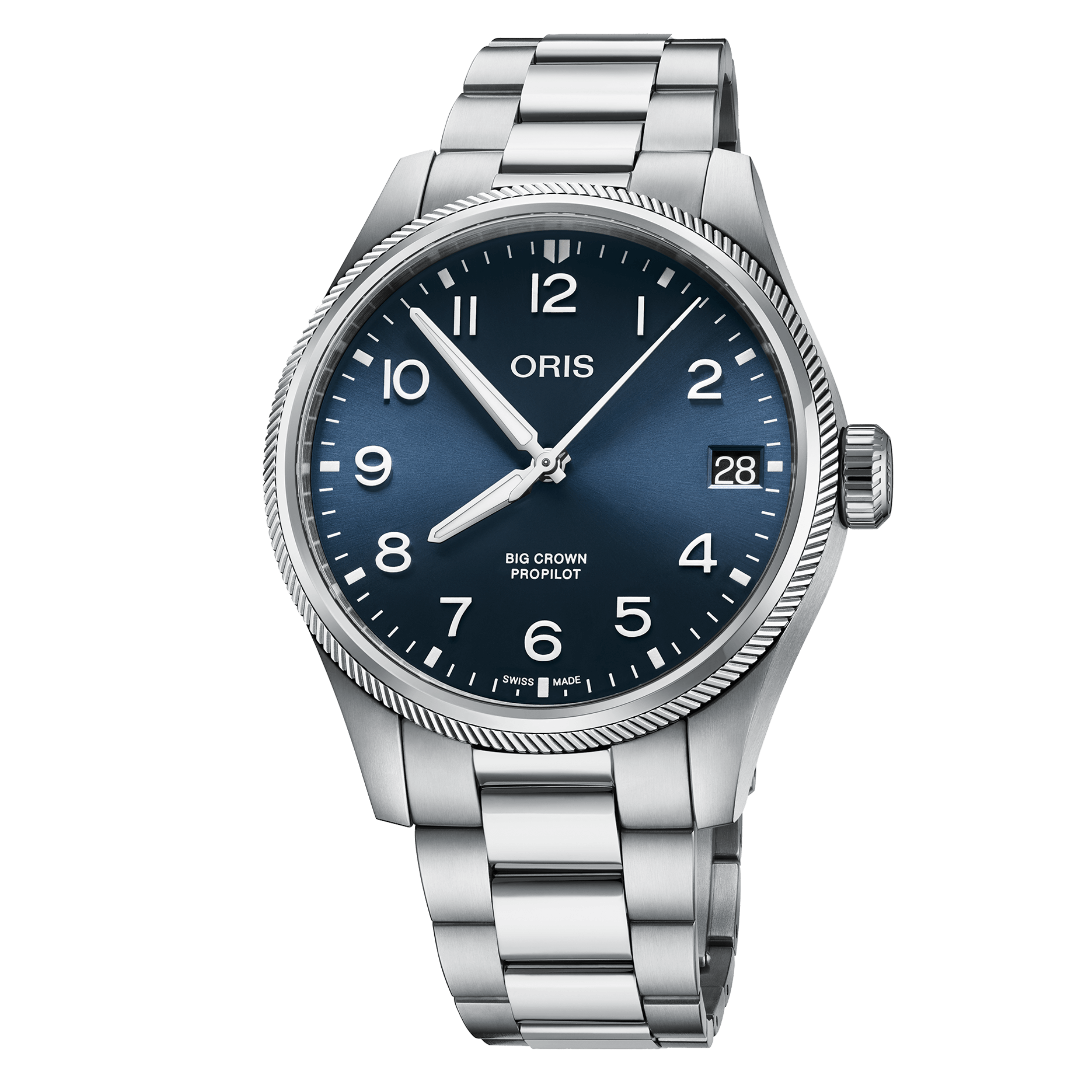 Montre Oris Aviation Big Crown Propilot Big Date automatique cadran bleu bracelet acier 41 mm