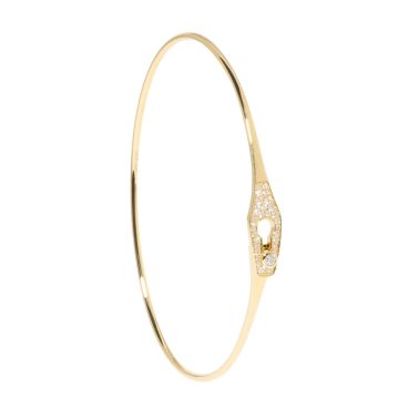 Bracelet Dinh van Serrure Jonc grand modèle en or jaune et diamants