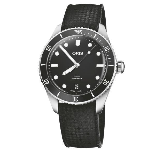 Montre Oris Plongée Divers Date automatique cadran noir bracelet acier 39 mm