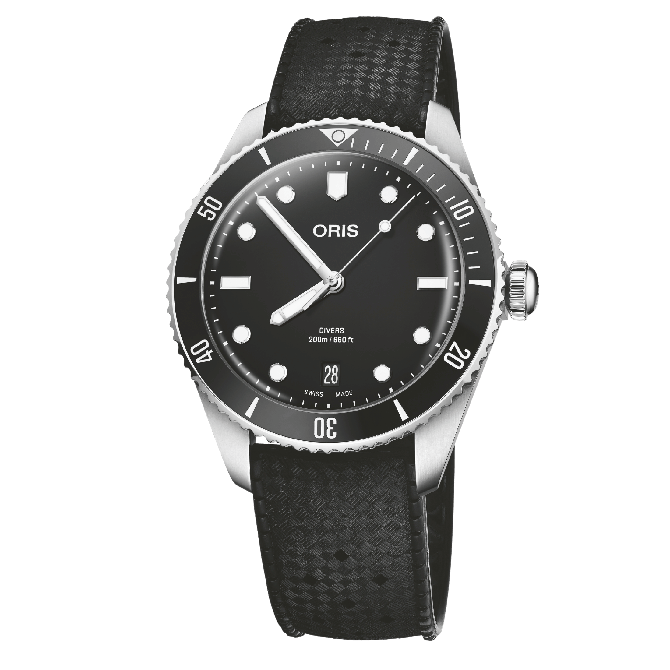 Montre Oris Plongée Divers Date automatique cadran noir bracelet acier 39 mm