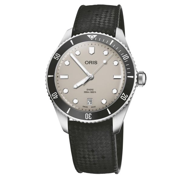 Montre Oris Plongée Divers Date automatique cadran beige bracelet acier 39 mm