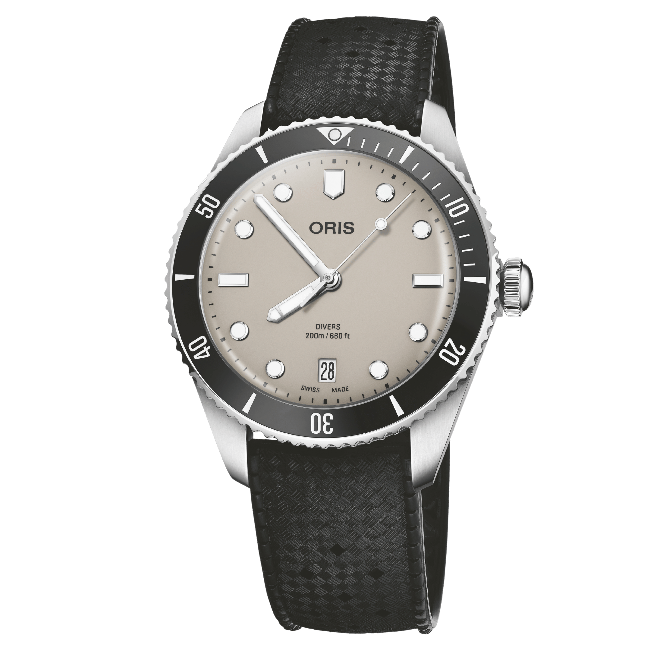 Montre Oris Plongée Divers Date automatique cadran beige bracelet acier 39 mm