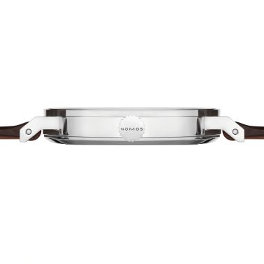 Montre Nomos Tangente Neomatik Doré automatique cadran galvanisé bracelet cuir fond acier 35 mm