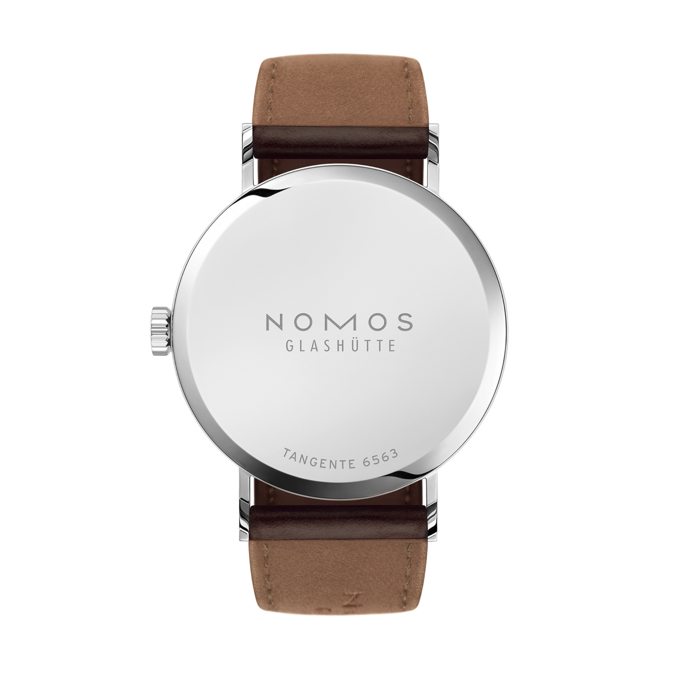 Montre Nomos Tangente Neomatik Doré automatique cadran galvanisé bracelet cuir fond acier 35 mm