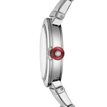 Bulgari Lvcea quartz watch diamond index white mother-of-pearl dial steel bracelet 28 mm 102196