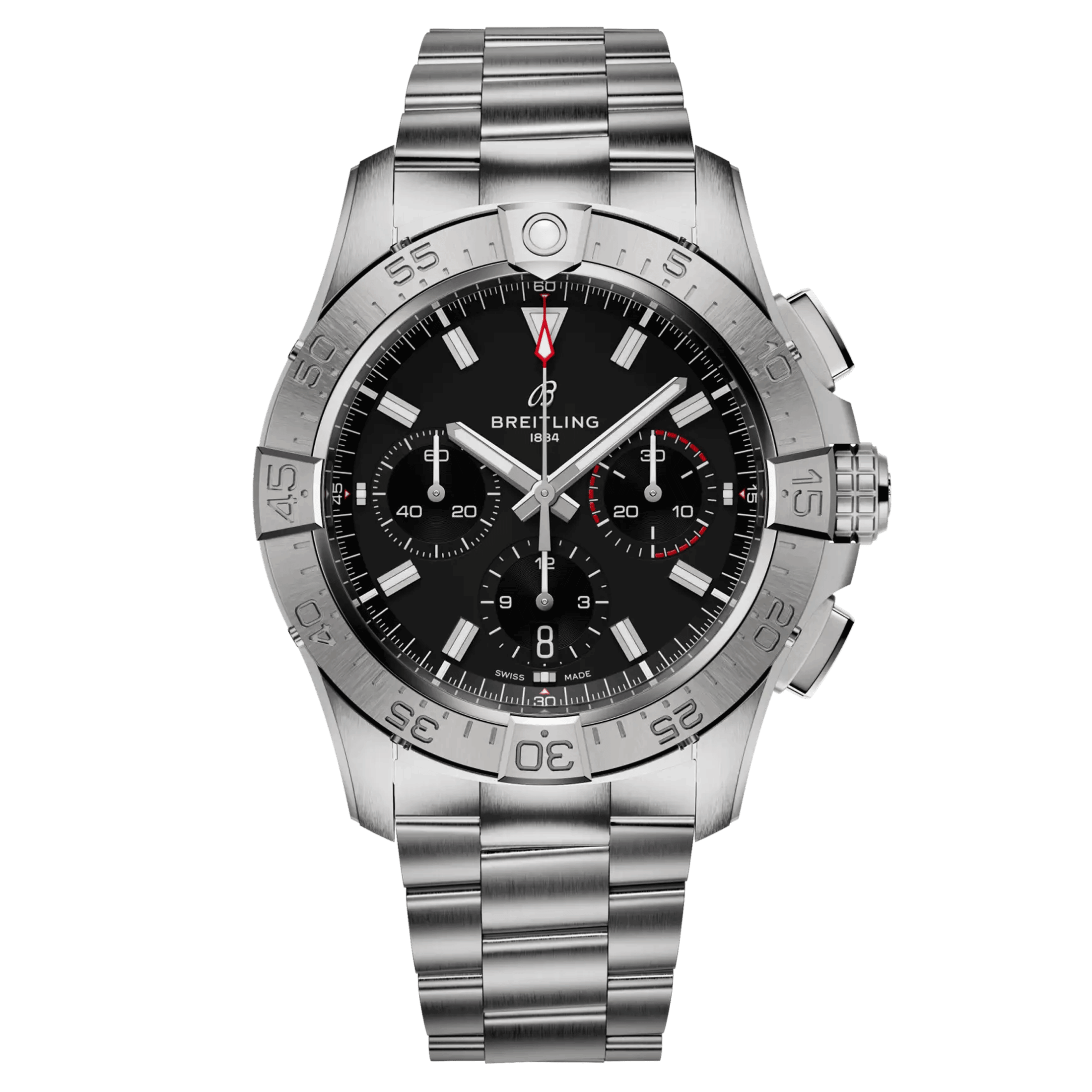 Montre Breitling Avenger B01 Chronograph automatique cadran noir bracelet acier 42 mm AB0146101B1A1