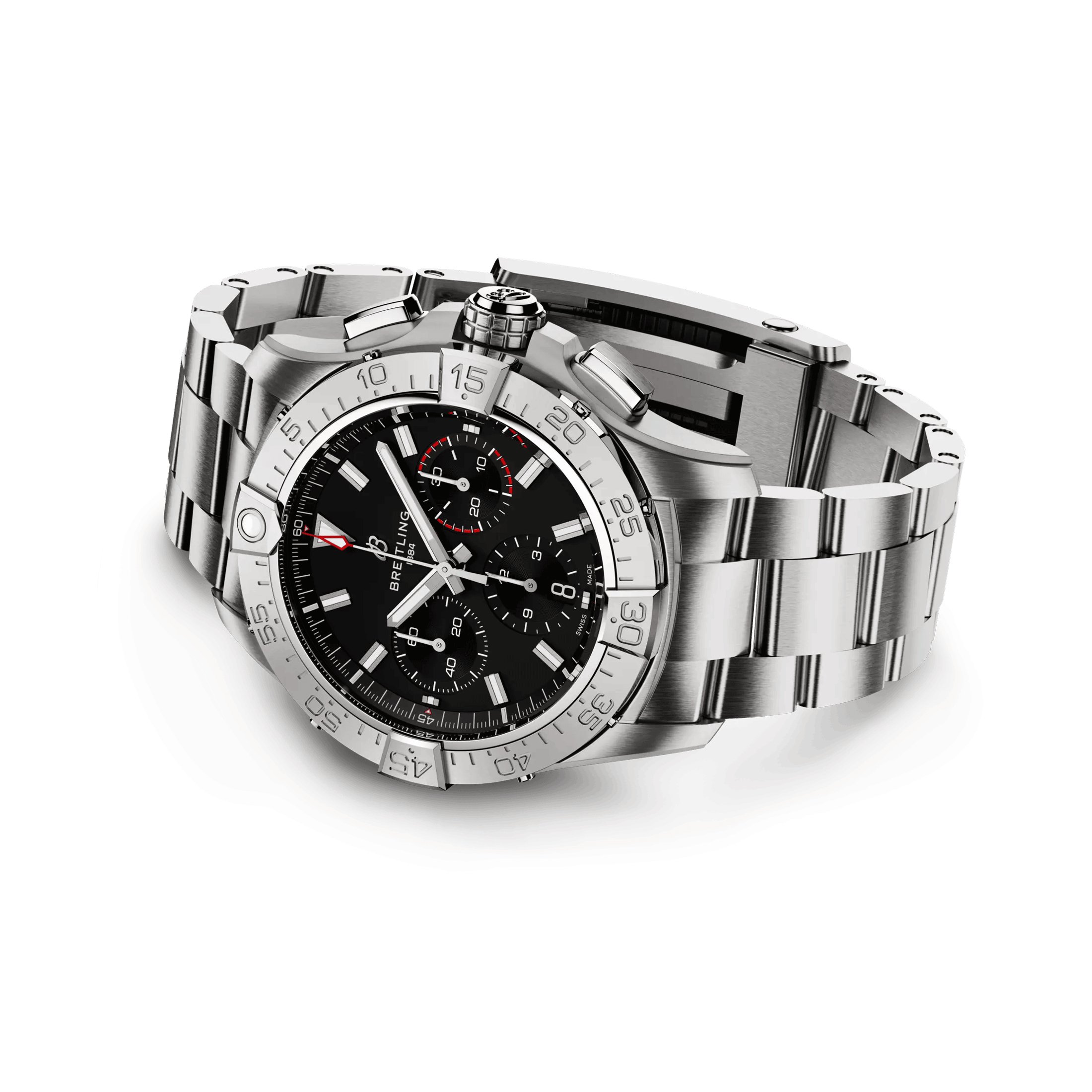 Montre Breitling Avenger B01 Chronograph automatique cadran noir bracelet acier 42 mm AB0146101B1A1