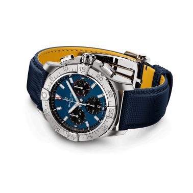 Breitling Avenger B01 Chronograph automatic watch blue dial black leather strap 42 mm AB0146101C1X1