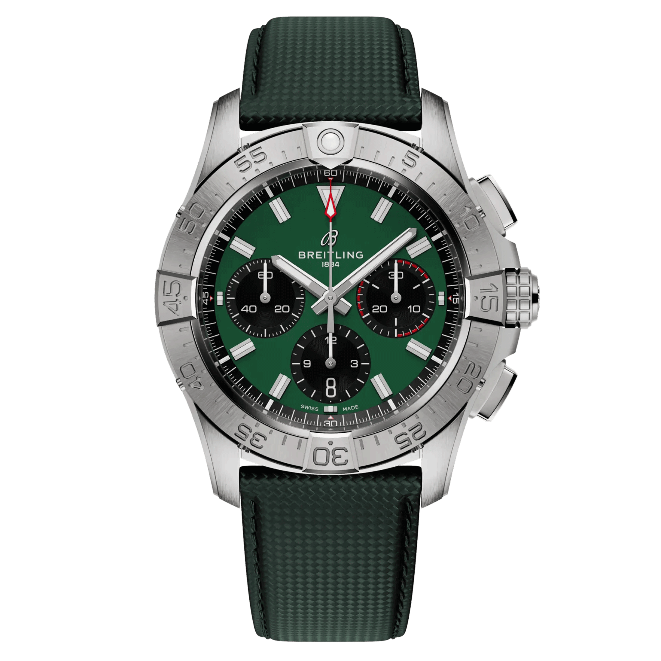 Breitling Avenger B01 Chronograph automatic watch green dial green leather strap 42 mm AB0146101L1X1