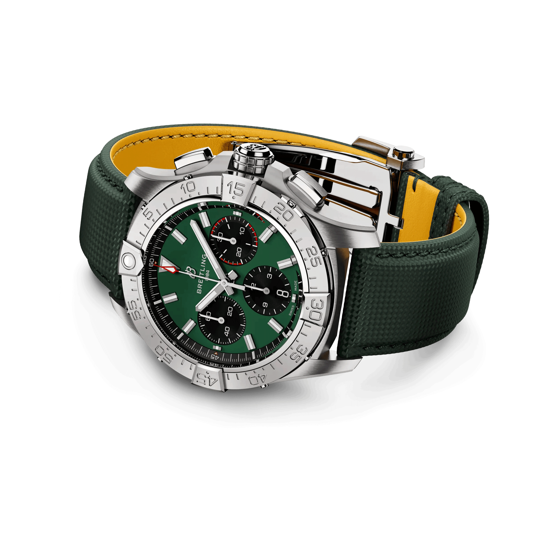 Breitling Avenger B01 Chronograph automatic watch green dial green leather strap 42 mm AB0146101L1X1