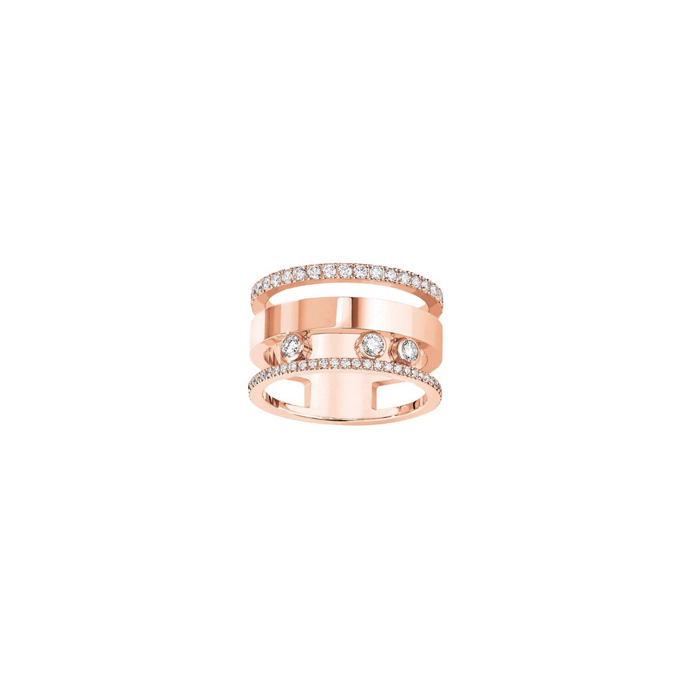 Bague Messika Move Romane grand modèle en or rose et diamants