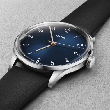 Montre Oris James Morrison Academy of Music Limited Edition automatique cadran bleu bracelet cuir 38 mm