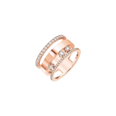 Bague Messika Move Romane grand modèle en or rose et diamants