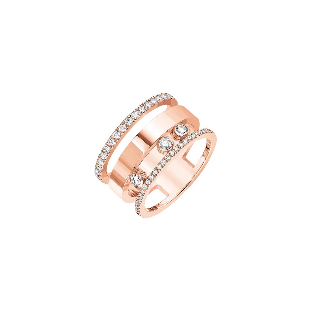 Bague Messika Move Romane grand modèle en or rose et diamants