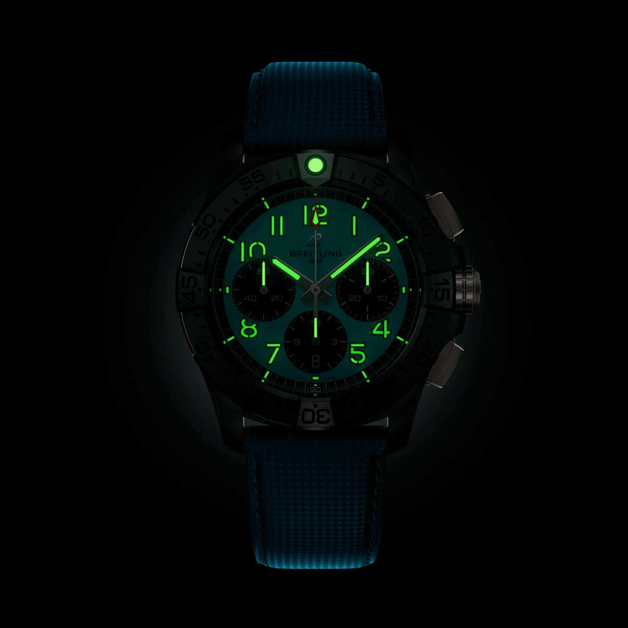 Breitling Avenger B01 Chronograph Night Mission watch turquoise 44 mm SB0146101L1X1